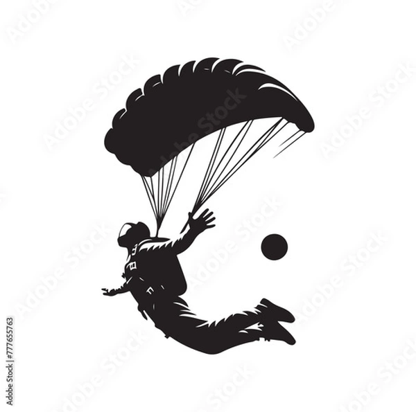 Obraz Skydiver silhouette parachuting vector illustration