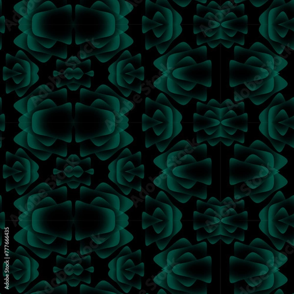 Obraz abstract magical futuristic background with waves and swirl, dark natural atmosphere, modern futuristic design in black and dark green, dark wallpaper, seamless pattern in 3d with curves