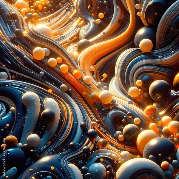 Fototapeta Dynamic Dance of Colorful Swirls and Spheres in a Harmonious Abstract Artistic Composition