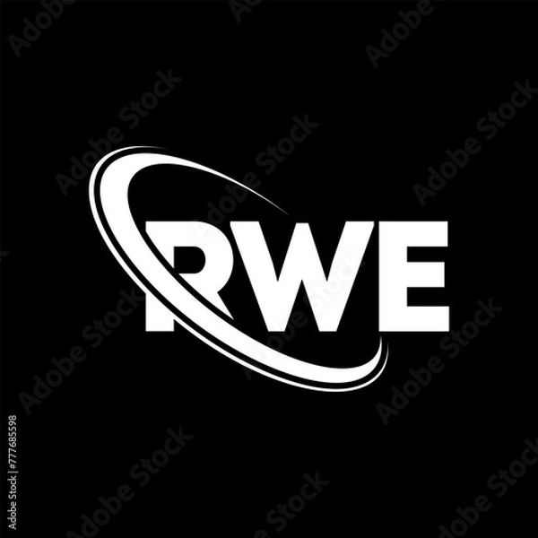 Obraz RWE logo. RWE letter. RWE letter logo design. Initials RWE logo linked with circle and uppercase monogram logo. RWE typography for technology, business and real estate brand.