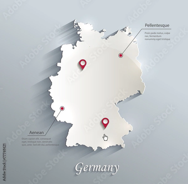 Obraz Niemcy mapa niebieski biały papier kartka wektor 3D