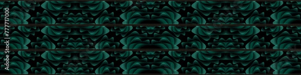 Fototapeta abstract magical technical futuristic background with waves and elements, dark natural atmosphere, modern futuristic design in black and dark green, dark wallpaper, seamless pattern in 3d with curves