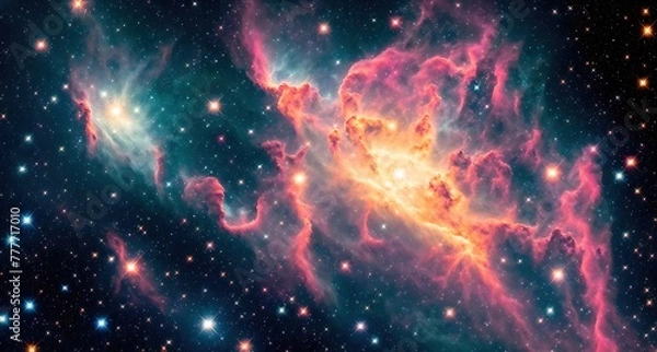Fototapeta A nebula, a cloud of gas and dust in space.