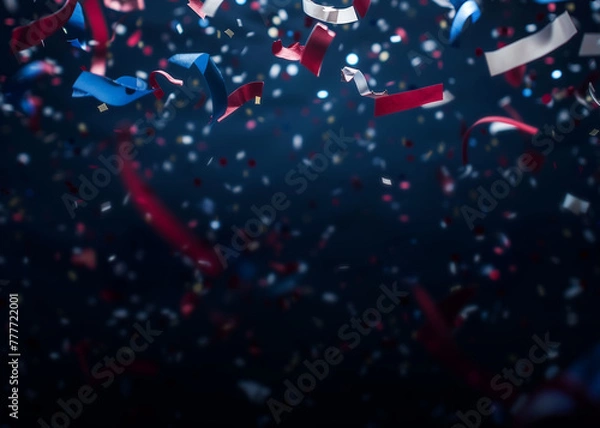 Fototapeta American colors confetti background, with room for copy 
