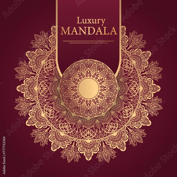 Fototapeta Luxury mandala with golden arabesque pattern style background. seamless pattern gold mandala.