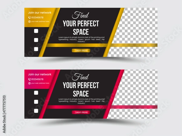 Fototapeta Simple And modern  social media cover design for your business  and real estate purpose.