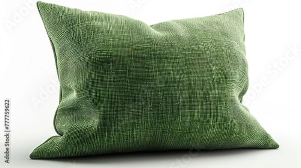 Fototapeta Lively green pillow presented in isolation against a white backdrop.