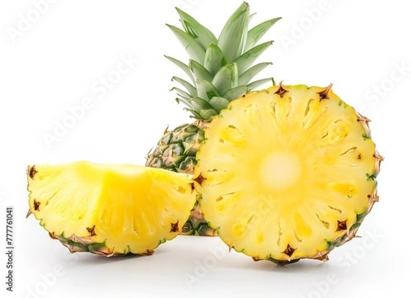 Fototapeta Twin Halves: Realistic Pineapple Halves Captured with Canon EOS Style