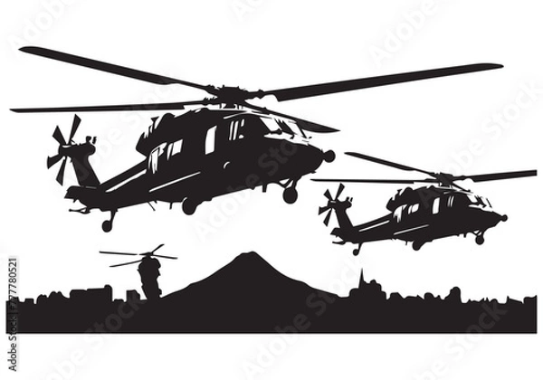 Obraz Military Helicopter Silhouette