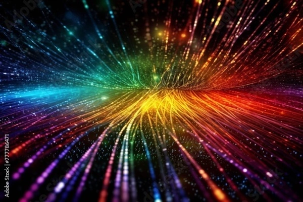 Fototapeta Intricate Web of Fiber Optic Cables Transmitting Data Signals	
