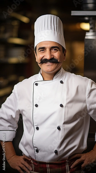 Fototapeta Old Chef Smiling. Generative AI.