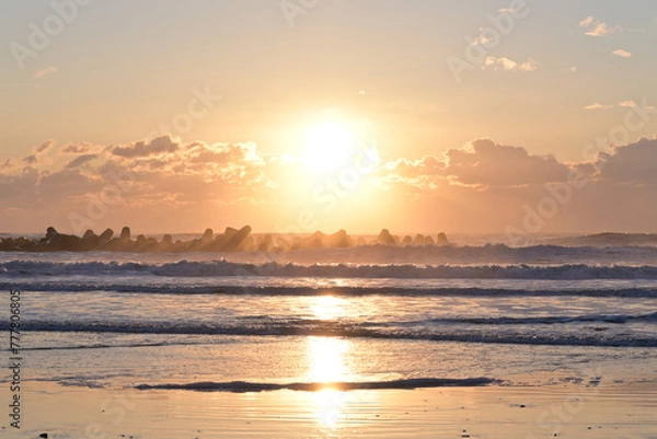 Obraz 浜辺から見る日の出