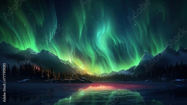 Fototapeta Digital Aurora, Witnessing Abstract Phenomena in the Technological Sky
