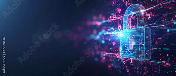 Fototapeta Padlock and Data security system