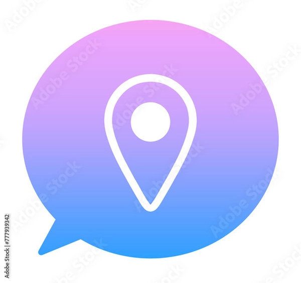 Obraz 青紫色のグラデーション｜マップマークと吹き出し