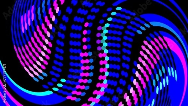 Fototapeta Abstract background of colorful wave arches. Wave lines of various colors, including black, blue, pink, turquoise and purple
