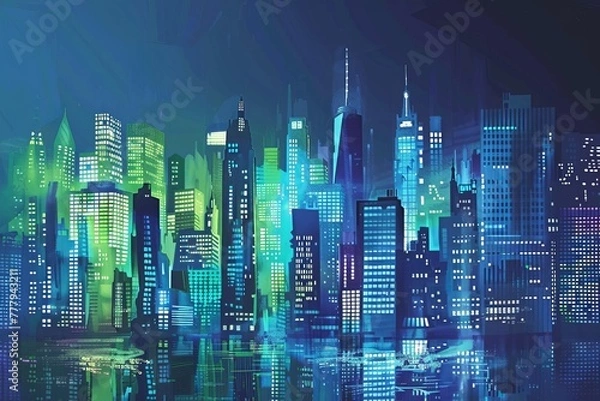 Fototapeta 夜景のイラスト