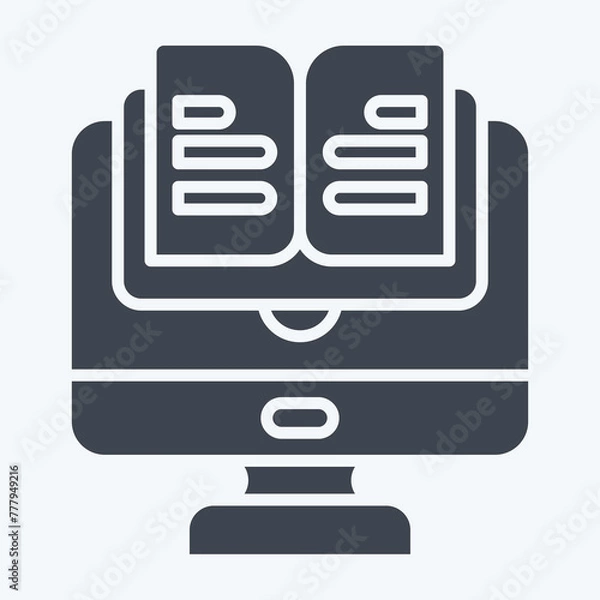 Fototapeta Icon Online Book. related to Learning symbol. glyph style. simple design illustration