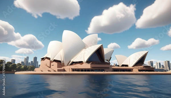 Fototapeta Sydney Opera House on the water. 3D rendering. Generative AI