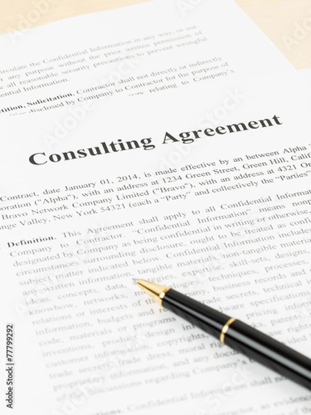 Obraz Consulting agreement document business concept