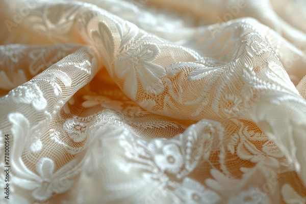 Fototapeta Macro Details: Intricate Lace Patterns - Generative AI