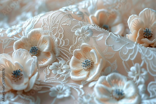 Fototapeta Macro Details: Intricate Lace Patterns - Generative AI