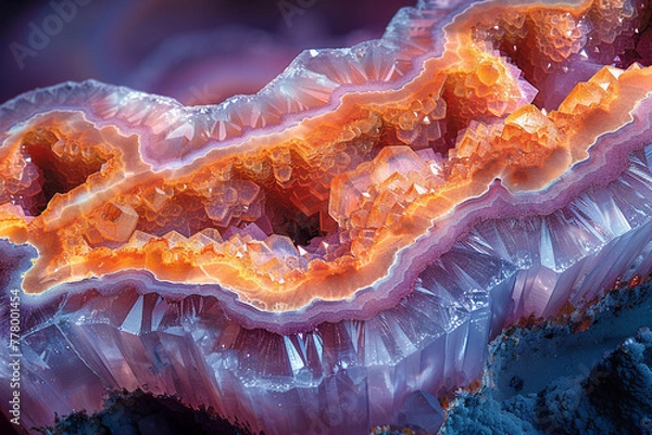 Fototapeta Exploring Macro Minerals: Geode Crystals - Generative AI