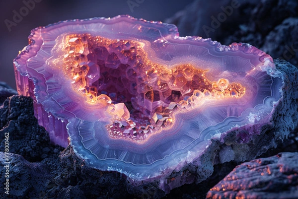 Fototapeta Exploring Macro Minerals: Geode Crystals - Generative AI