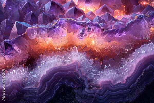 Fototapeta Exploring Macro Minerals: Geode Crystals - Generative AI