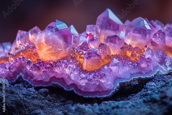 Fototapeta Exploring Macro Minerals: Geode Crystals - Generative AI