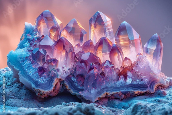 Fototapeta Exploring Macro Minerals: Geode Crystals - Generative AI