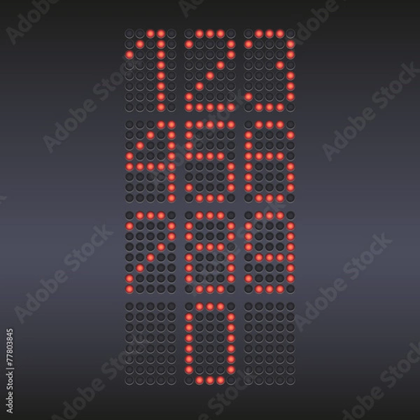 Fototapeta Colorful red LED display with numbers.