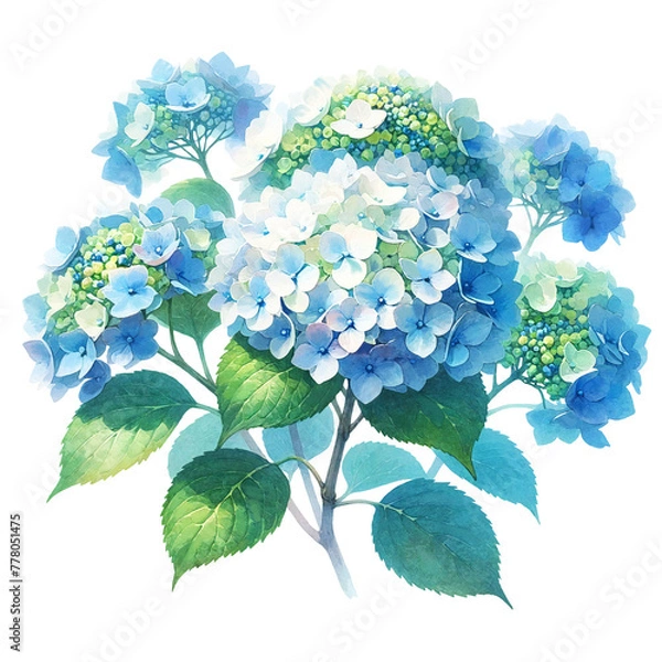 Fototapeta 青い紫陽花のイラスト