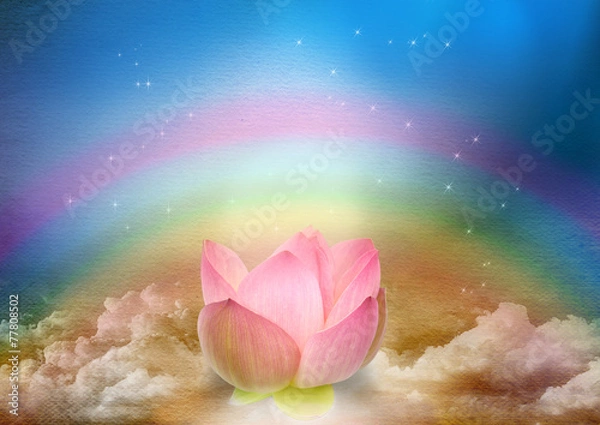 Obraz 虹と光と蓮