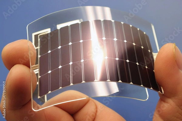 Obraz Flexible printed solar panel, very thin and transparent solar panel. Ai generated