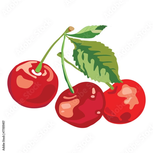 Fototapeta Three red cherries