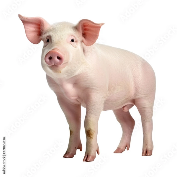 Obraz a pig standing on a white surface