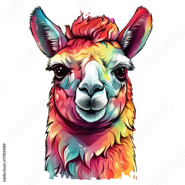 Obraz a llama with rainbow colors