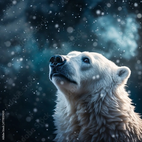 Obraz a polar bear looking up in the snow