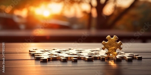 Obraz a puzzle pieces on a table