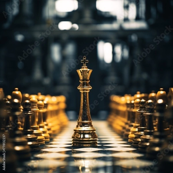 Obraz a chess board with a queen