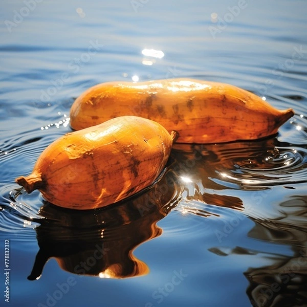 Obraz two squash floating in water