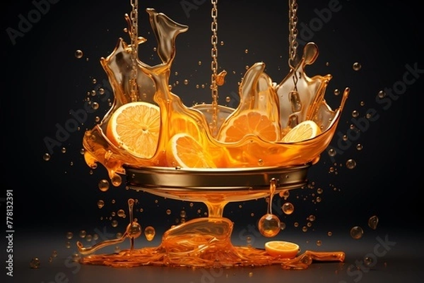 Obraz a bowl of liquid with lemons