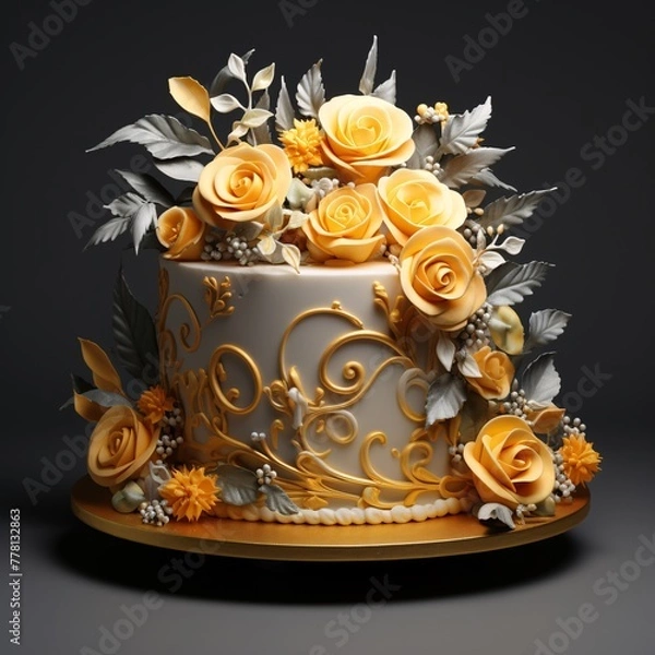 Obraz a cake with flowers on it