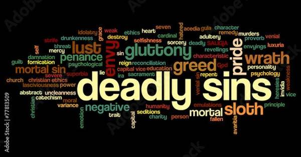 Obraz Tag cloud related to seven deadly sins
