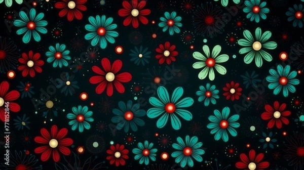 Fototapeta Mesmerizing christmas pattern, a fusion of colors and festive shapes