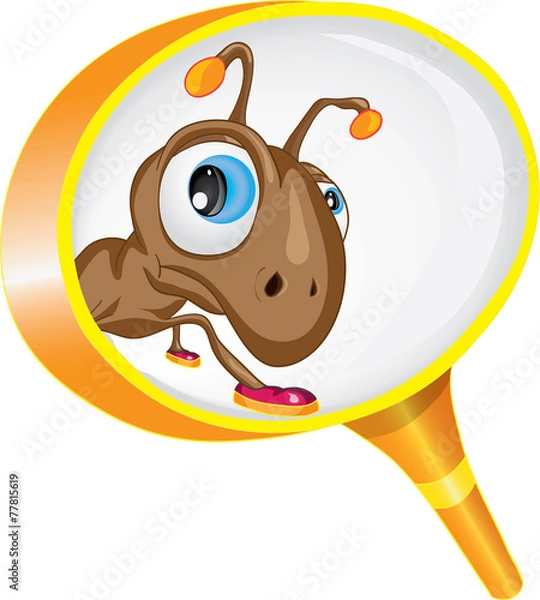 Obraz Любопытный муравей смотрит через увеличительное стекло