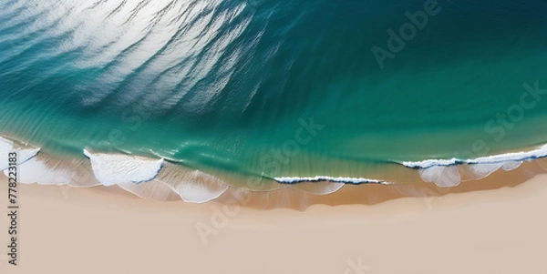 Obraz Beach and waves from top view, banner