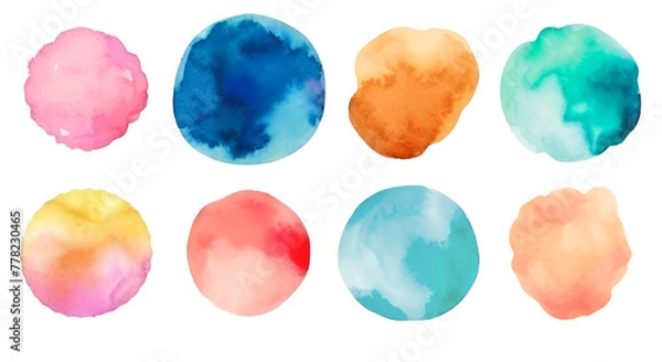 Fototapeta Colorful collection of abstract watercolor shapes