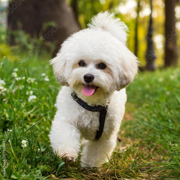 Obraz 산책하는 귀여운 비숑 이미지